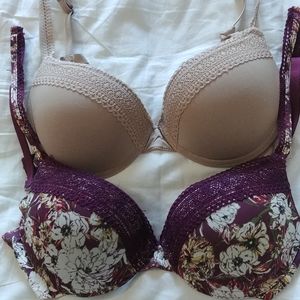 Set of 2 Lucky Brand Push-Up Bras Size 34B